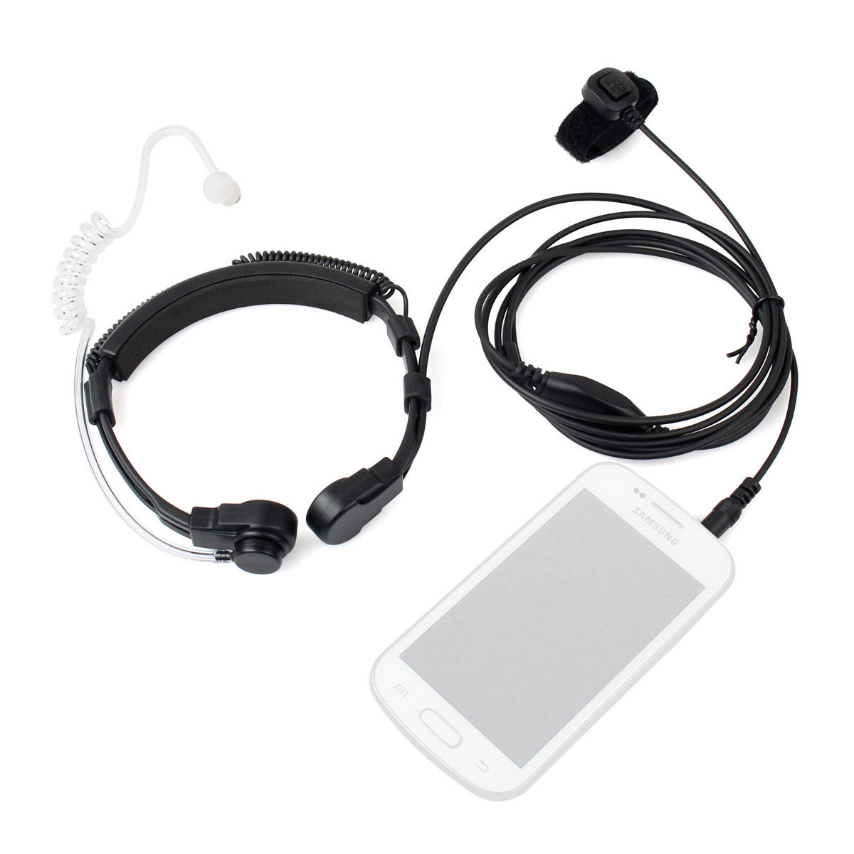 1pin 3.5mm Finger PTT Throat Mic Earpiece Covert Air Tube Earpiece for Mobile Phones Walkie Talkie